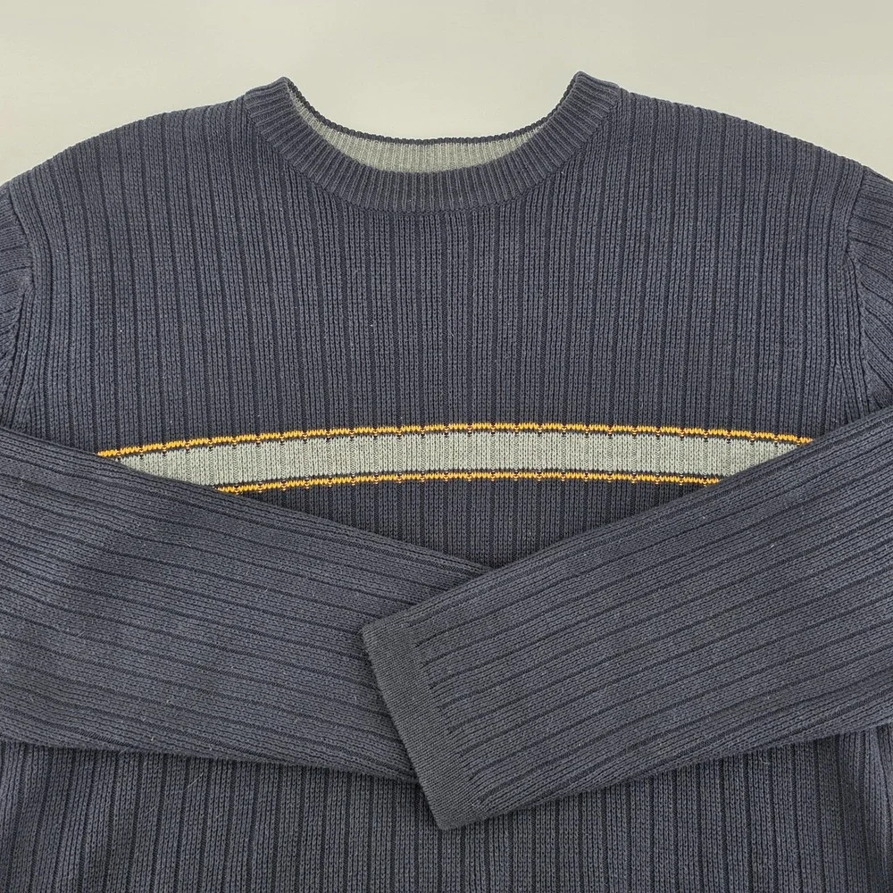 Vintage Aeropostale Sweater Mens Size‎ Medium Navy Henley Knit Ribbed Pullover